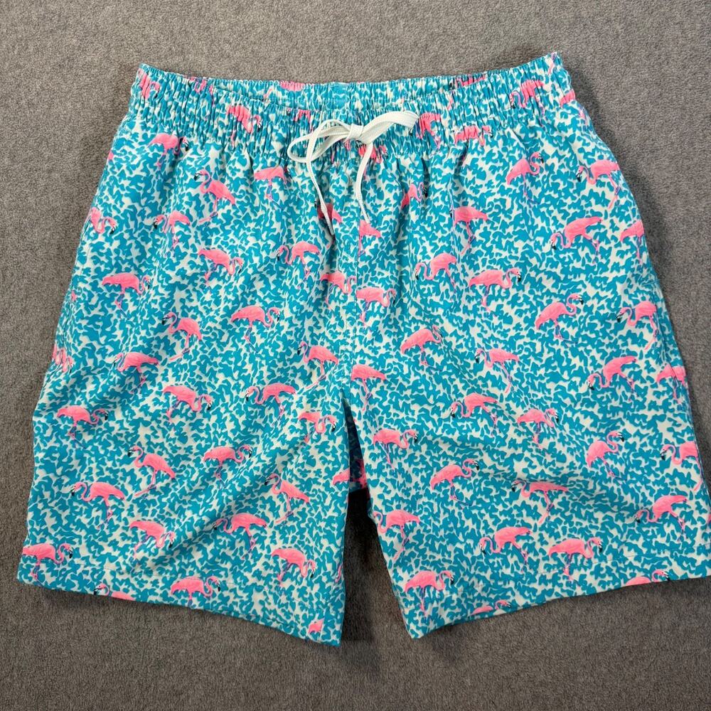 Chubbies Swim Trunks Shorts Men Medium Blue Flamingo Mesh Lined Pockets 7" Insea